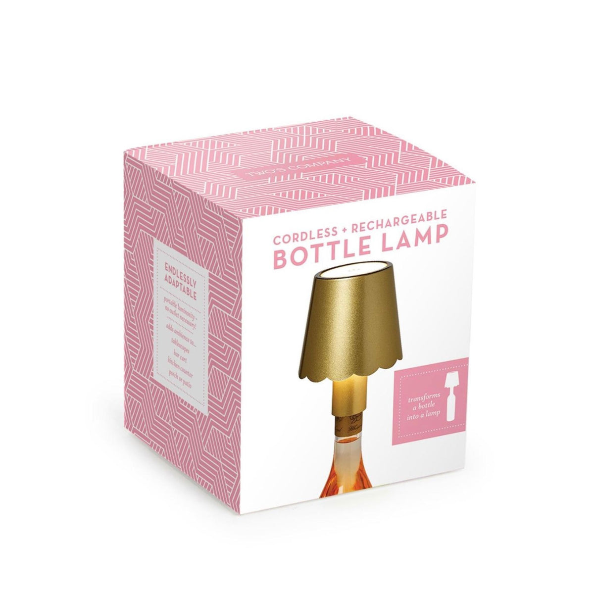 LED scalloped bottle lamp packaged in its gift box