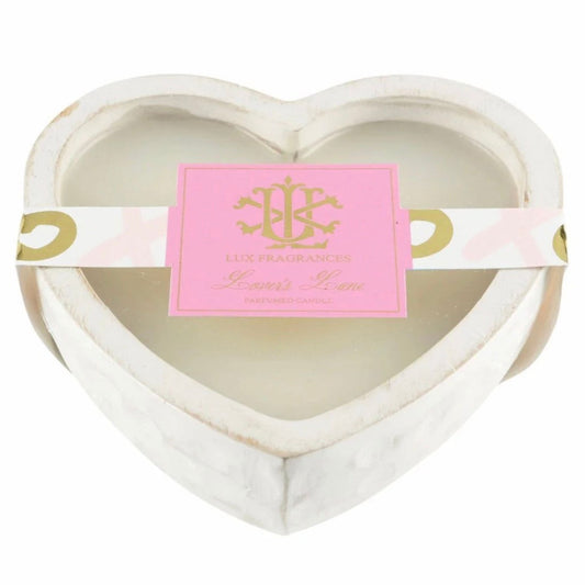Lover's Lane Heart Dough Bowl Candle in white heart-shaped dough bowl