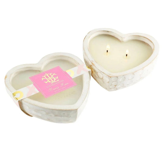 Lover's Lane Heart Dough Bowl Candle, styled for Valentine's