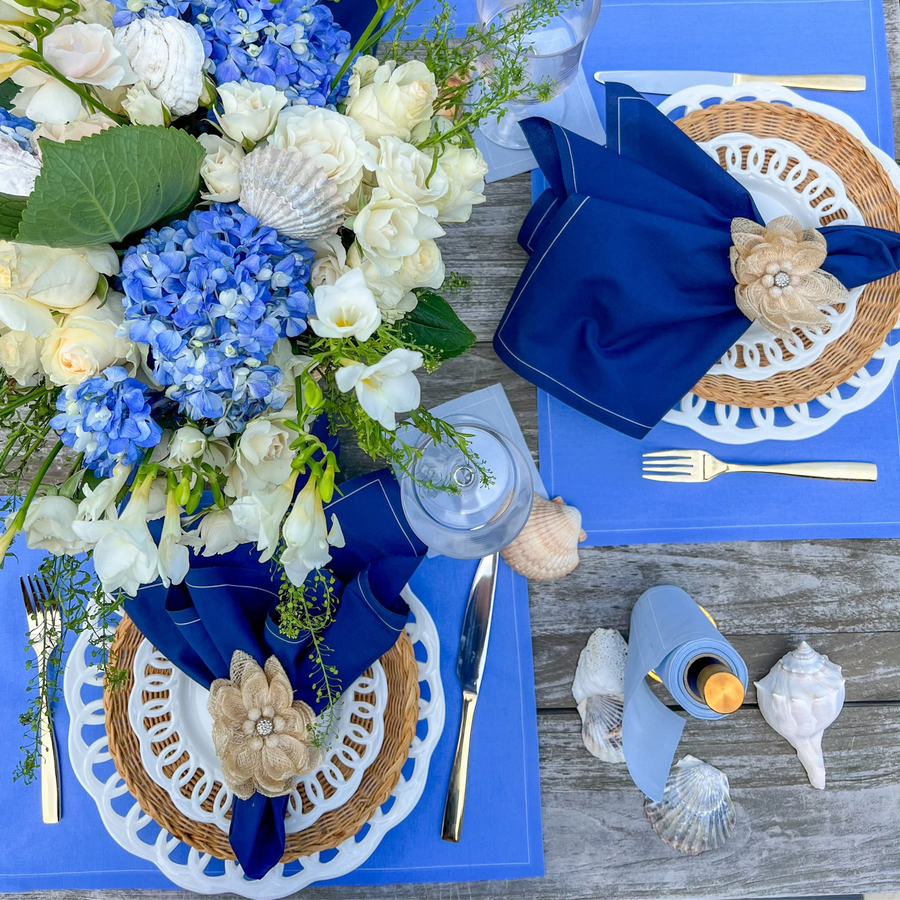 Luxury eco-friendly cotton dinner napkin, Navy, styled table setting