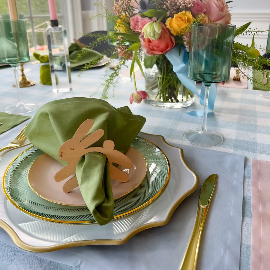 Luxury eco-friendly cotton dinner napkin, Olive, styled table setting