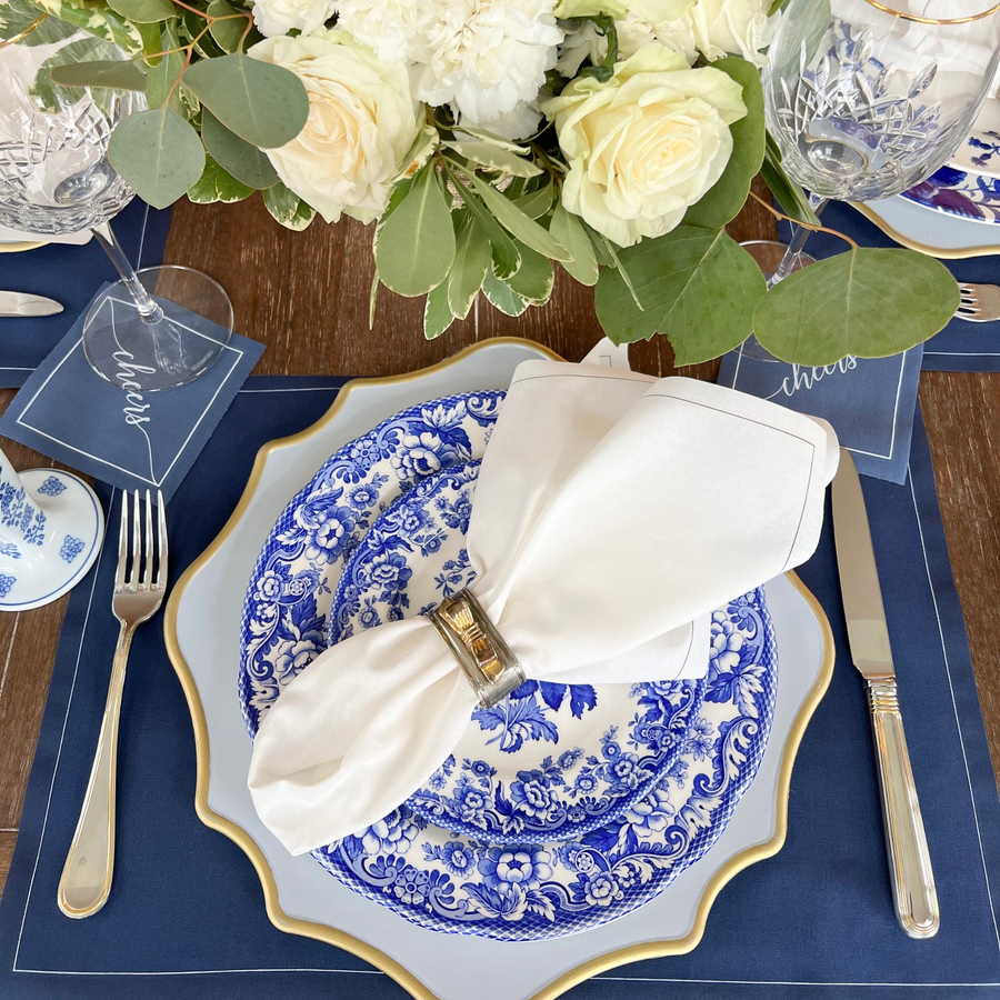 Luxury eco-friendly cotton dinner napkin, White, styled table setting