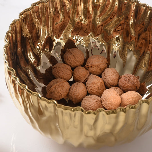 Gold Porcelain Large Bowl, alternate angle