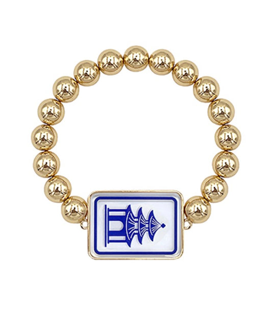 Mahjong Printed Charm Bracelet, stretch bracelet with mahjong pagoda charm