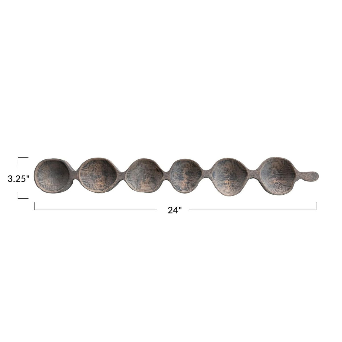 Mango Wood Divided Serving Dish, dimensions diagram