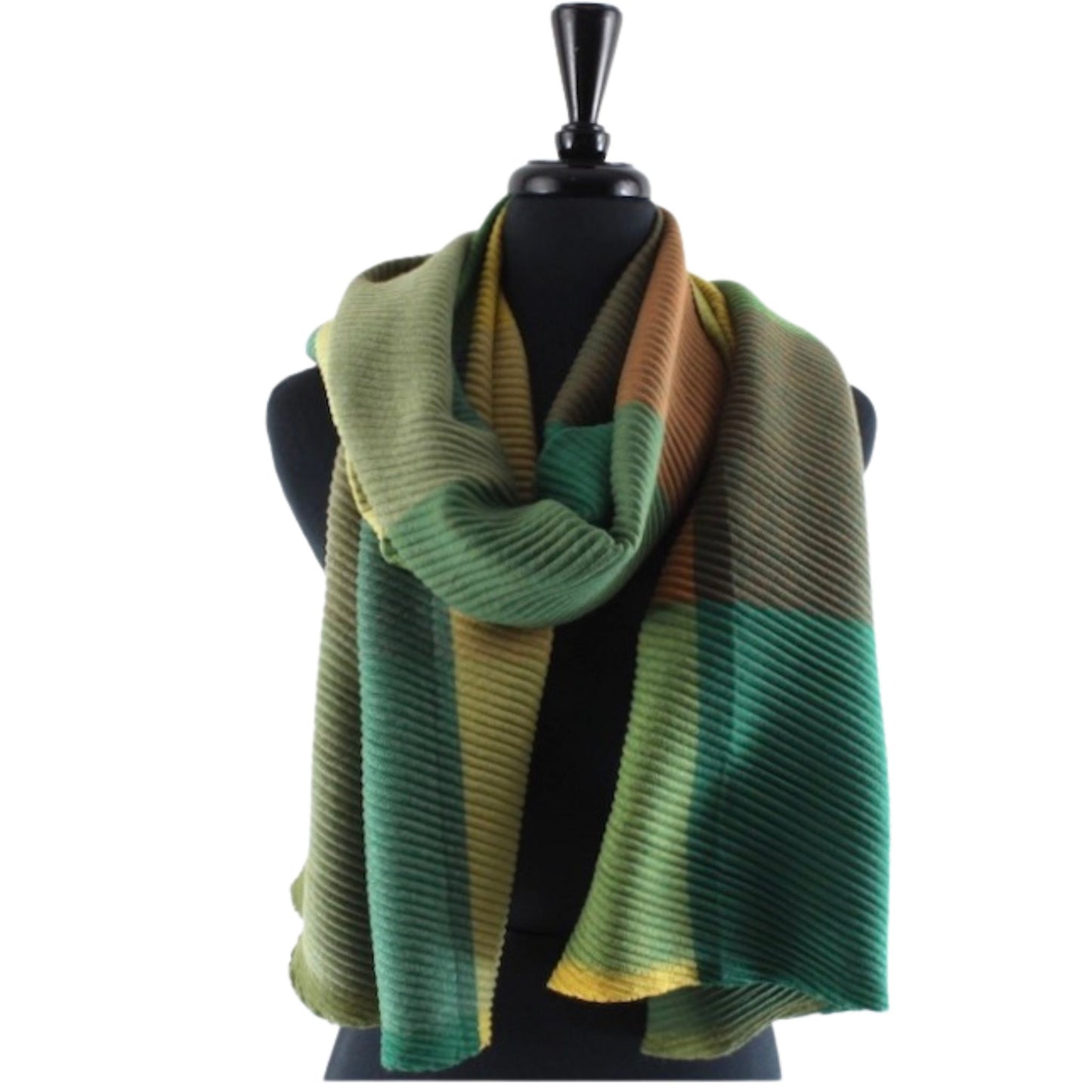 Merrymaking colorful pleated scarf, yellow-green