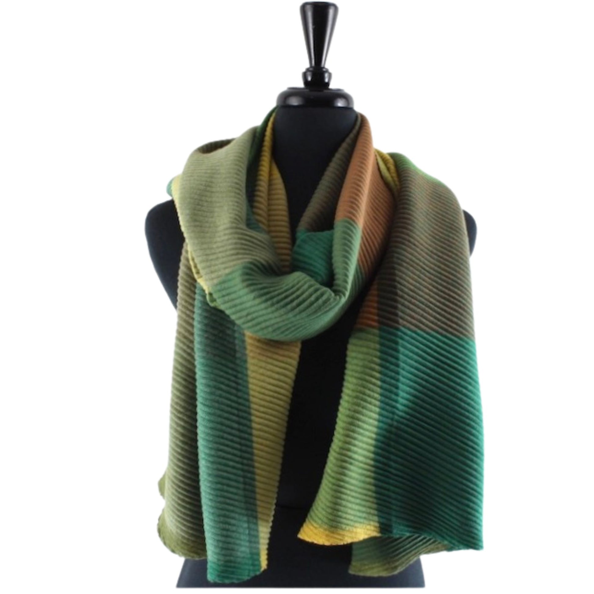 Merrymaking colorful pleated scarf, yellow-green
