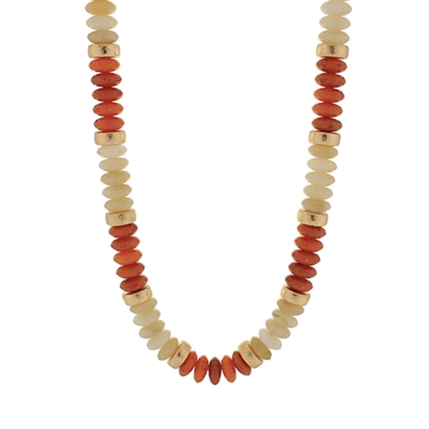 Multicolored Chunky Bead Necklace in orange and ivory acrylic beads