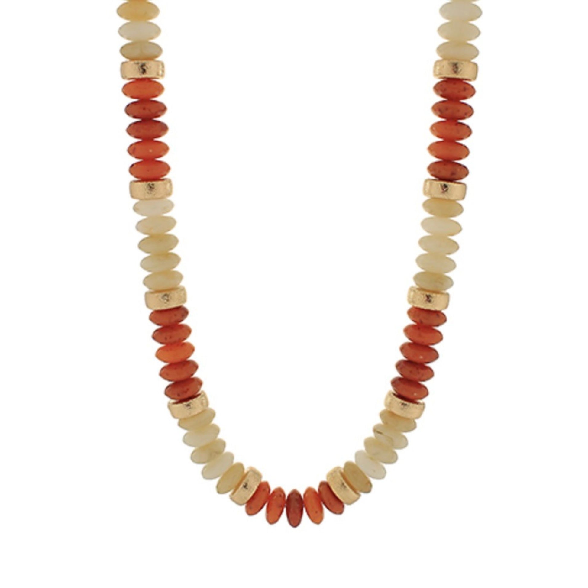 Multicolored Chunky Bead Necklace in orange and ivory acrylic beads