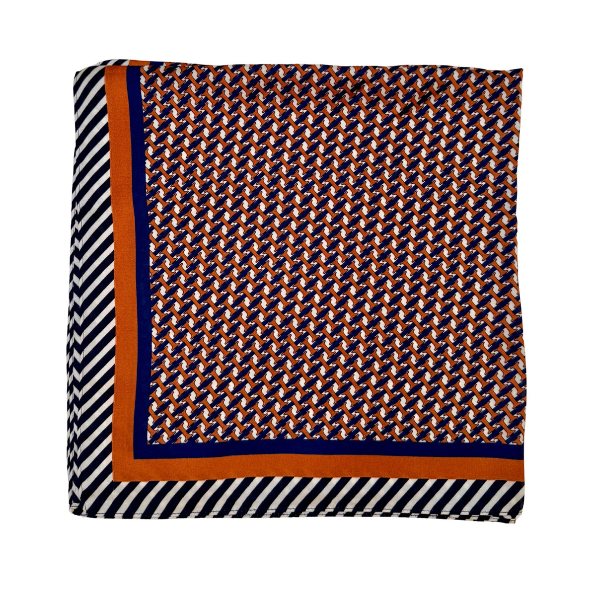 Navy Geometric Print Scarf, corner detail