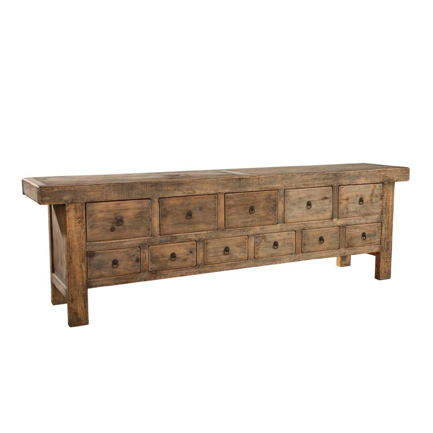 Old Pine Drawer Bank in reclaimed pine with black glaze finish