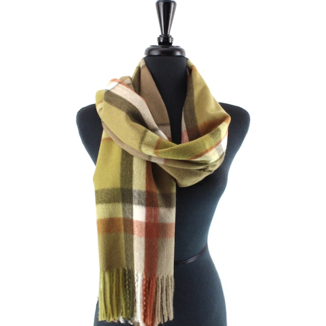 Olive & Brown Fenella plaid scarf, alternate styling
