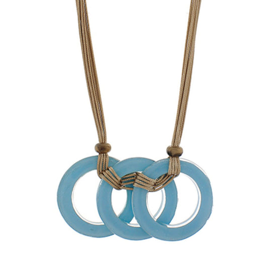 Three Rings Necklace, three overlapping resin rings on layered cord