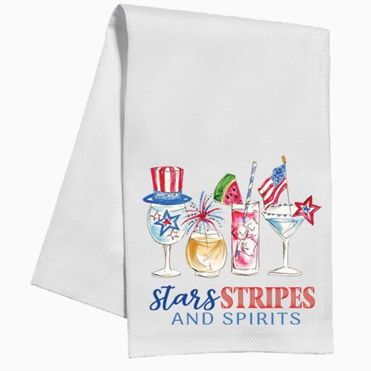 Patriotic Cocktails Stars, Stripes and Spirits kitchen towel