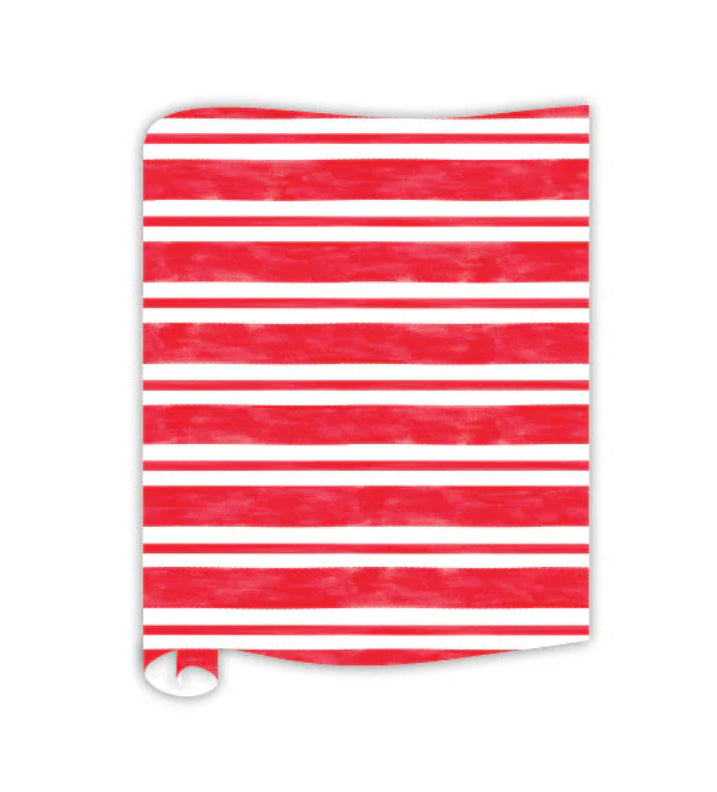 Red and white striped table runner on a white background