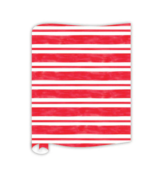 Red and white striped table runner on a white background