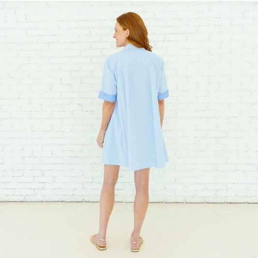 Penny Swing Dress in blue, back view