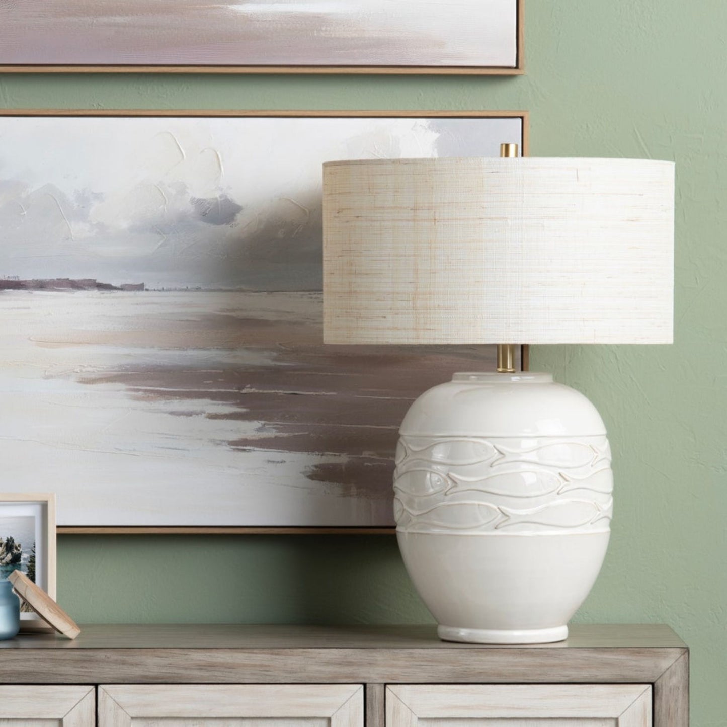 Piper Table Lamp styled on a console table