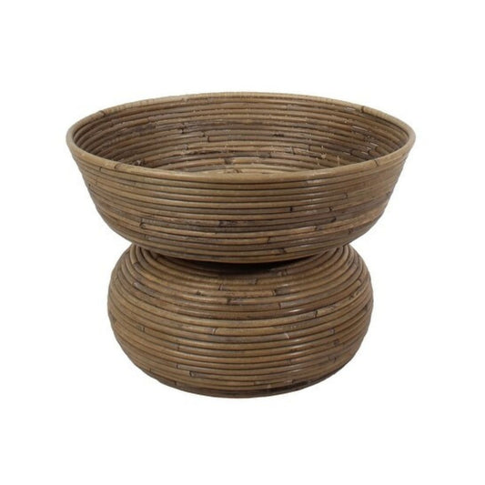 Hand-woven rattan Quinn round vase with wide open top