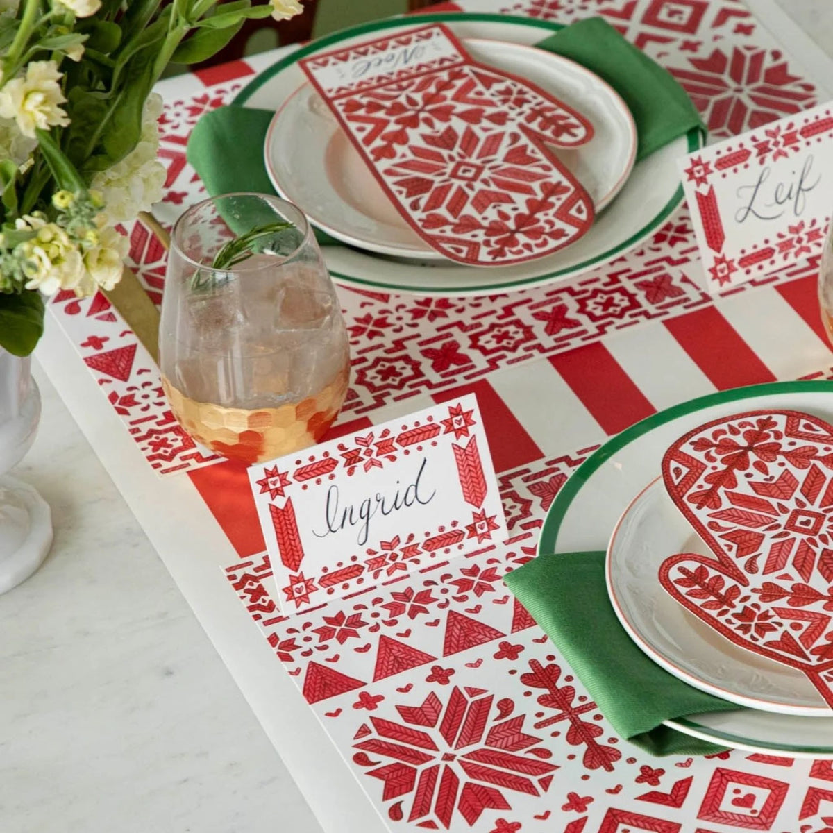 Red Classic Stripe Table Runner, close-up