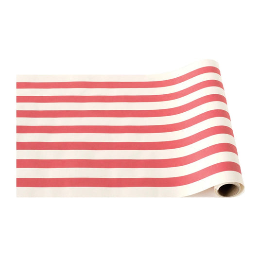 Red Classic Stripe Table Runner on natural kraft paper