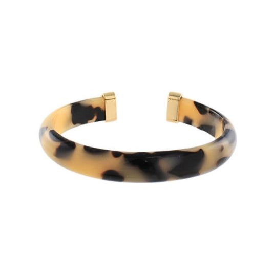 Resin Bangle bracelet in tortoise two-tone resin