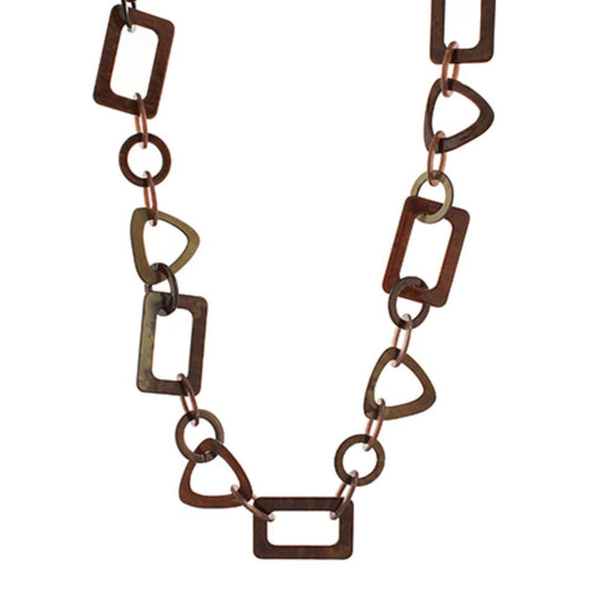 Resin Oval & Rectangle Linked Necklace, oval and rectangle resin links
