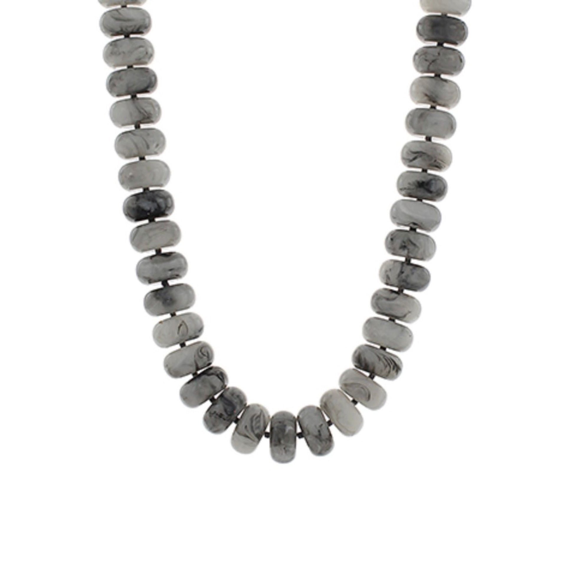 Chunky Marbled Bead Necklace in grey marbled beads