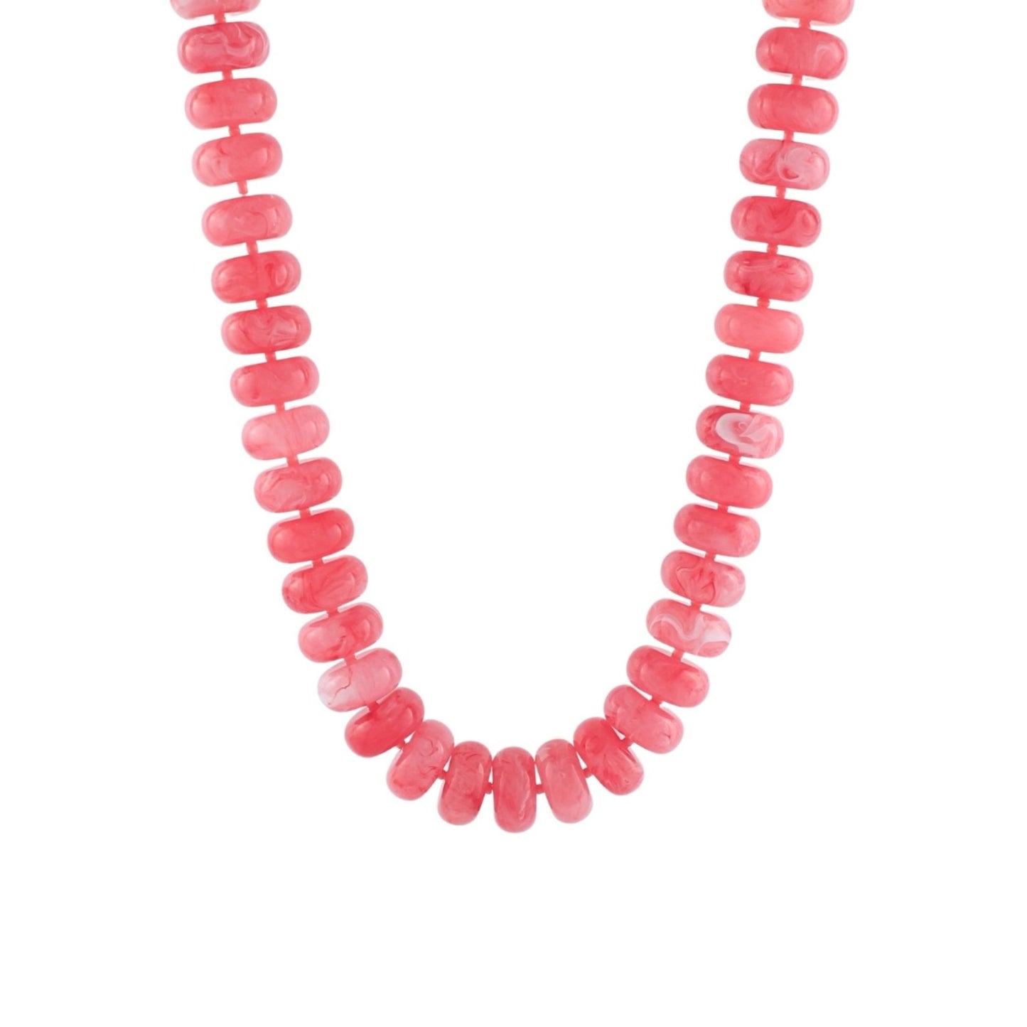 Chunky Marbled Bead Necklace in pink marbled beads