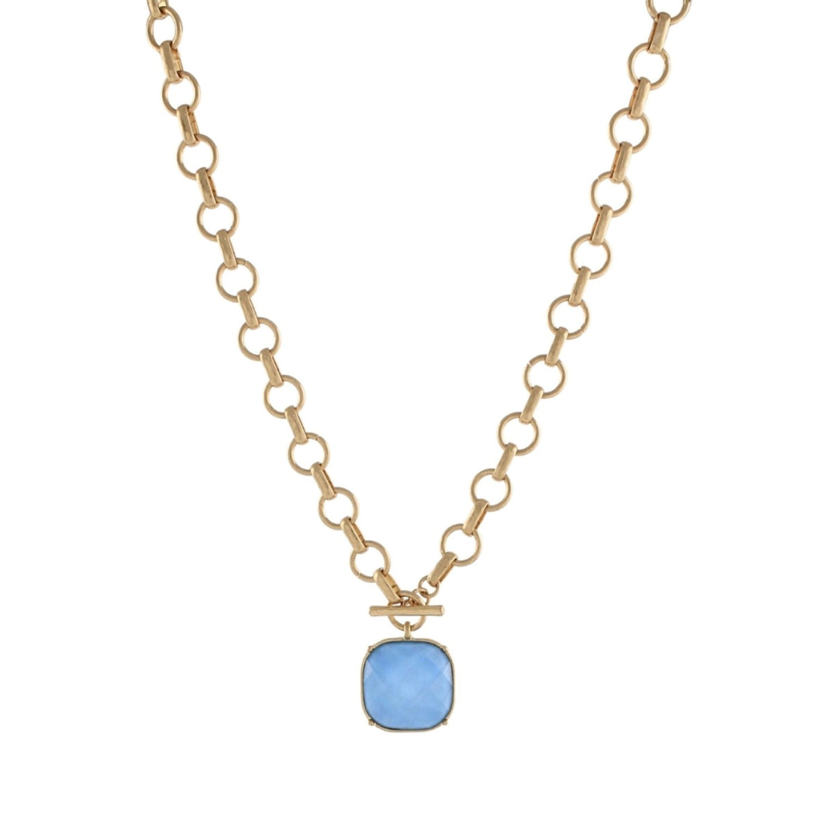 Gold Toggle Necklace with Stone Pendant Golden Stella