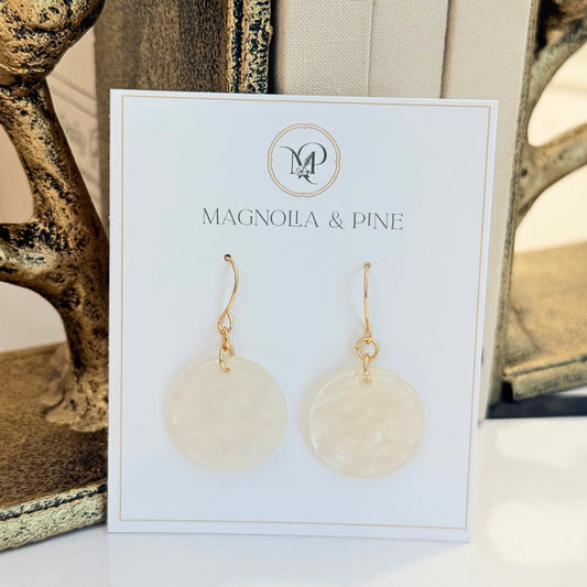 Cream round resin drop earrings