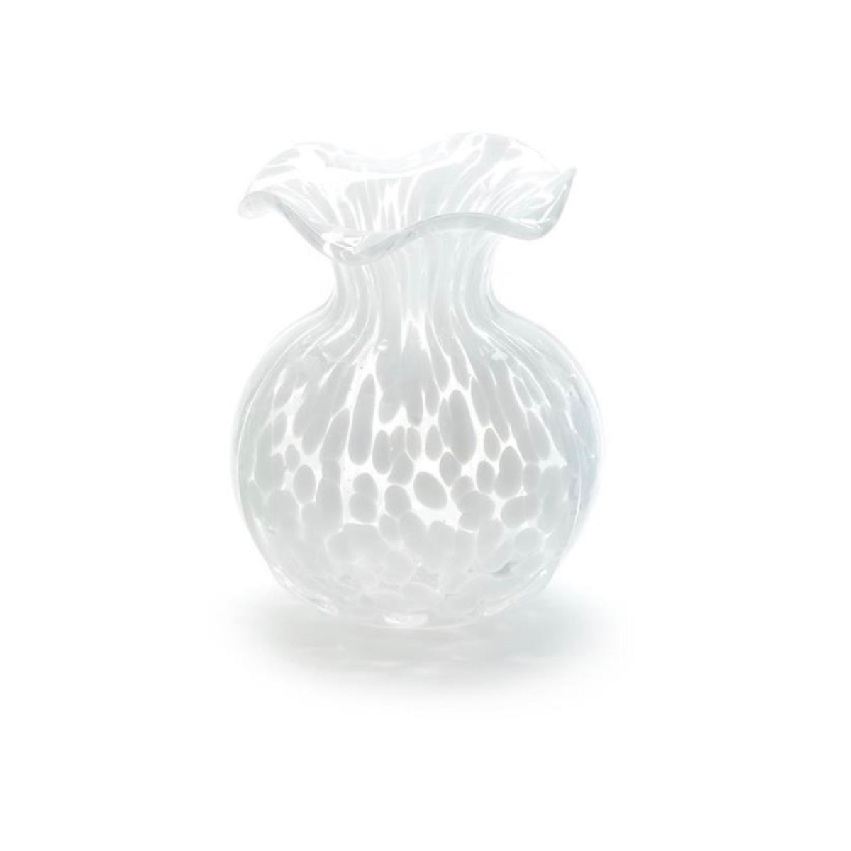 Ruffle edge spotted glass vase in white
