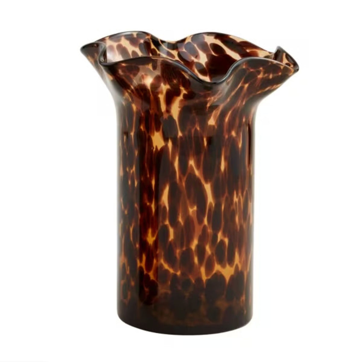 Ruffled Tortoiseshell Glass Vase, large