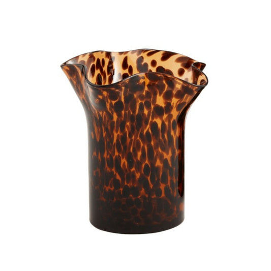 Ruffled Tortoiseshell Glass Vase, small