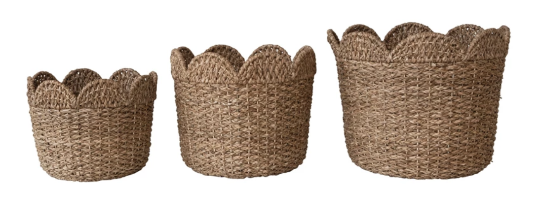 Rattan Round Tapered Braided Baskets