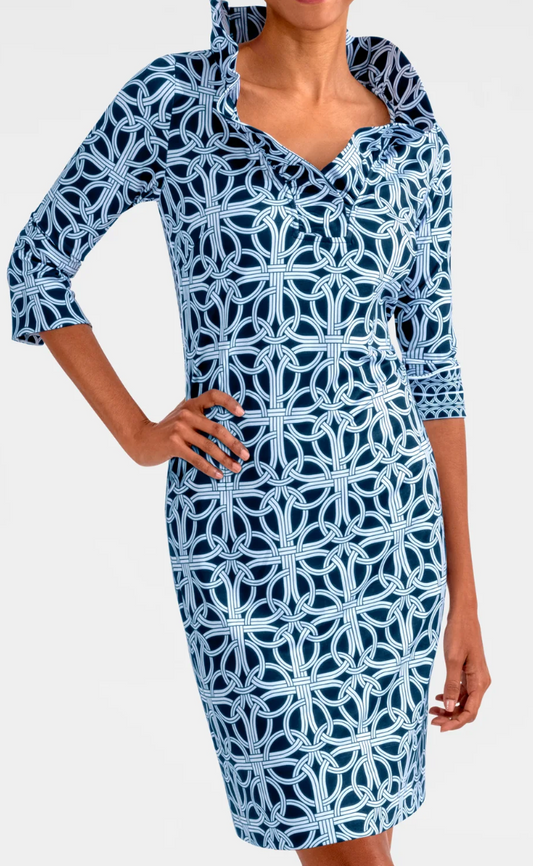 Navy Ruffleneck Dress L