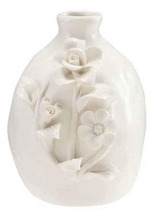 Dimensional White Stoneware Vase