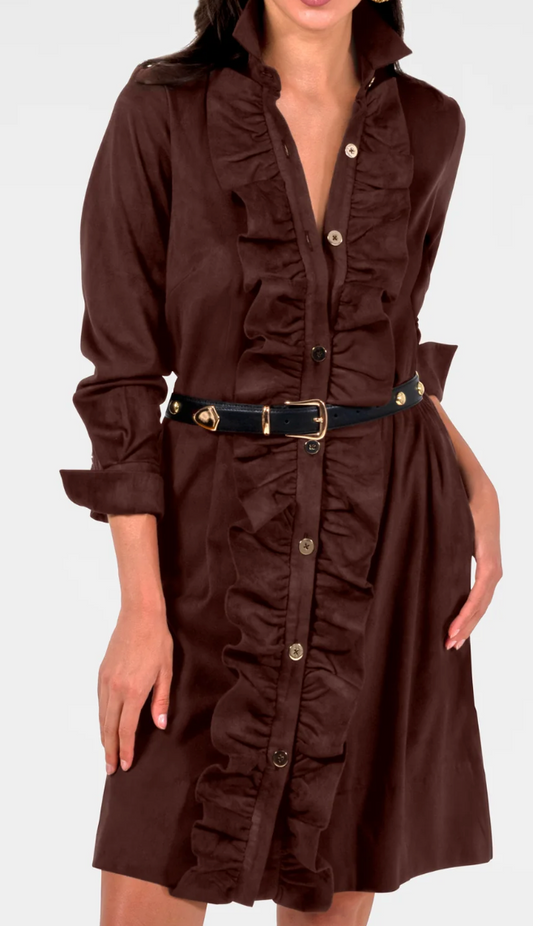 Ruffle-Front Knit Dress