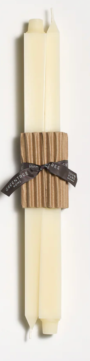 Beeswax Square Taper Candles, Set of 2