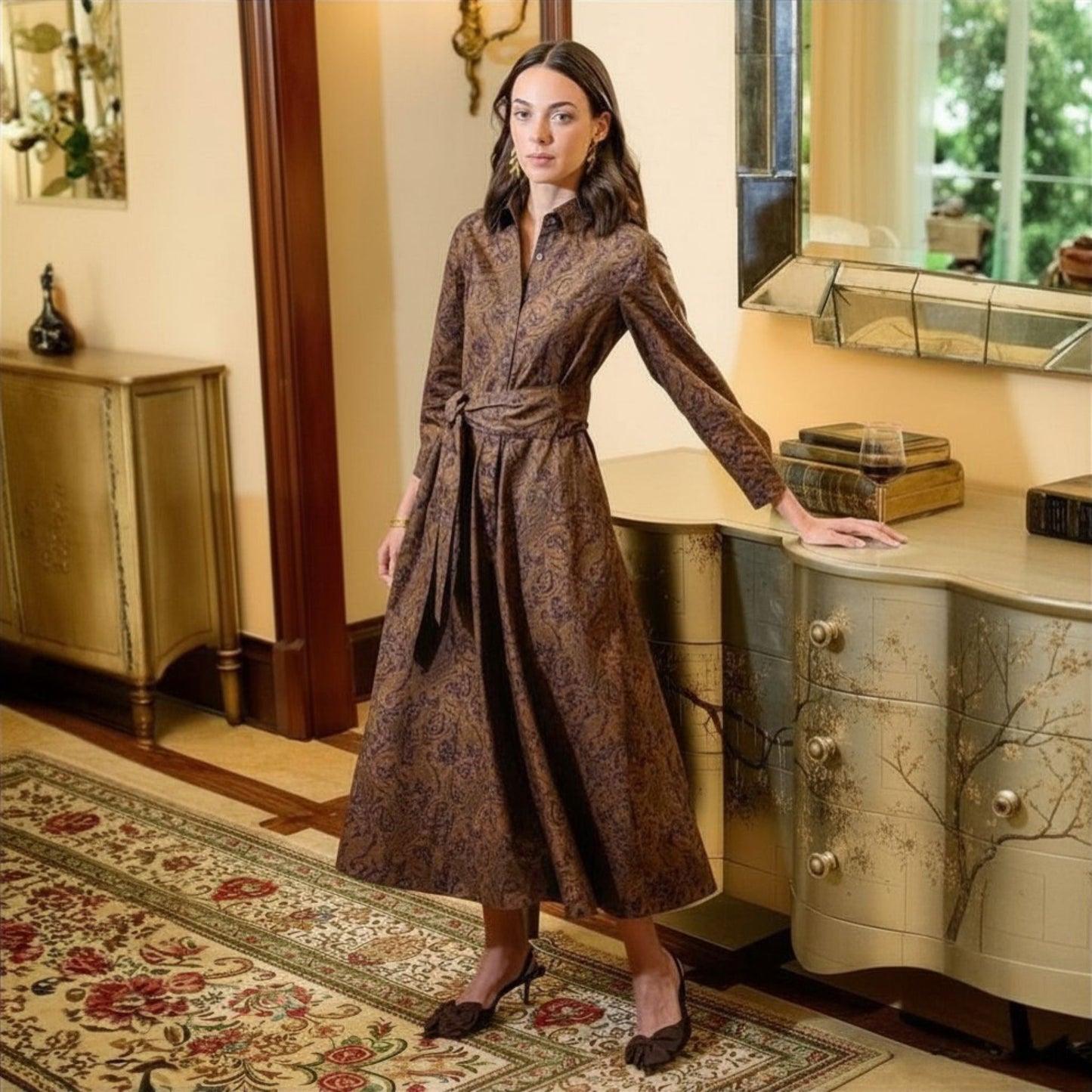 Shirley Paisley Dress with Belt, alternate view