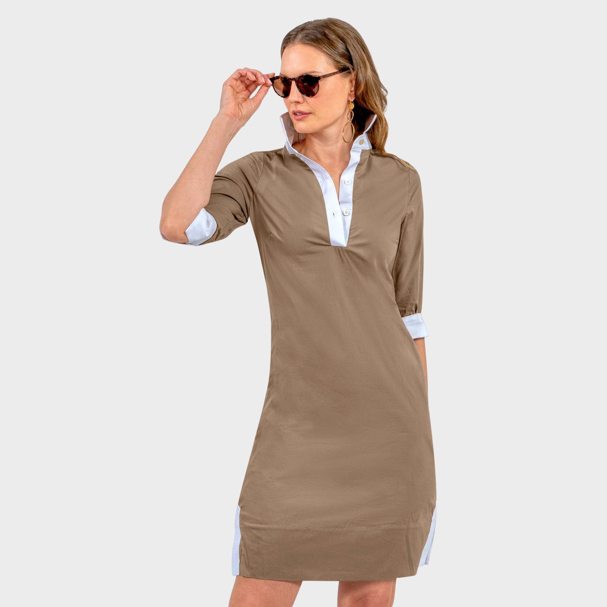 Shirt Tail Dress in Khaki