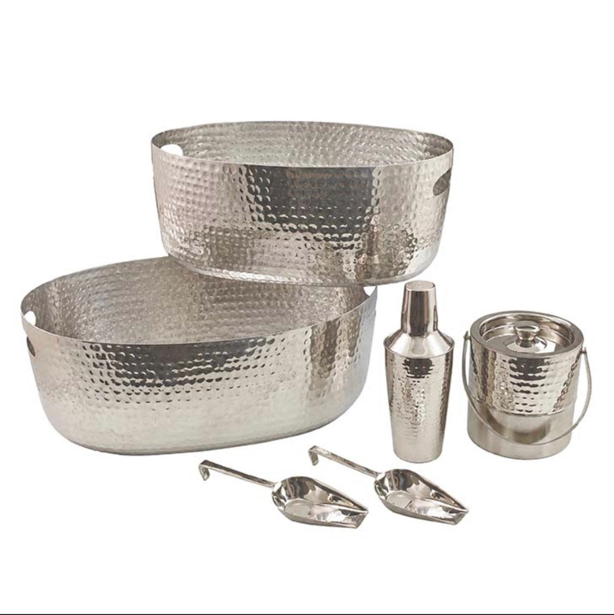 Silver Hammered Barware Set