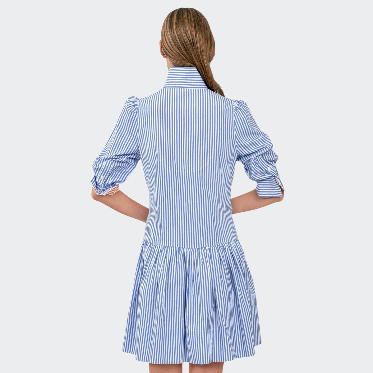 Periwinkle Stripe Cotton Dress, back view