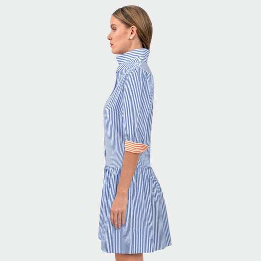 Periwinkle Stripe Cotton Dress, side view