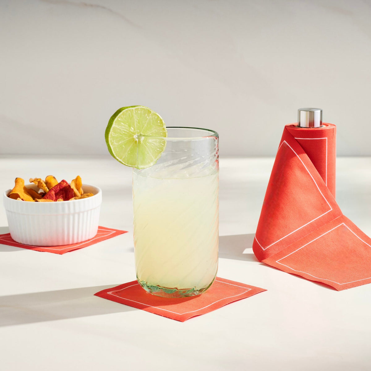 Luxury eco-friendly cotton cocktail napkins, Late Sunset solid color