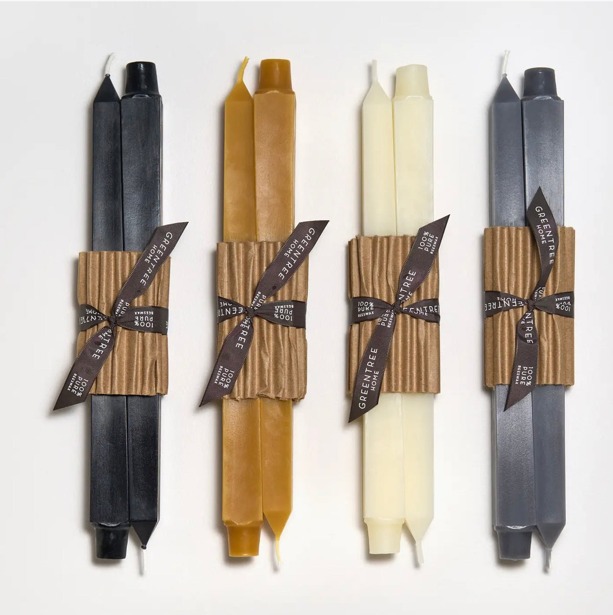 12" Beeswax Square Taper Candles, Set of 2