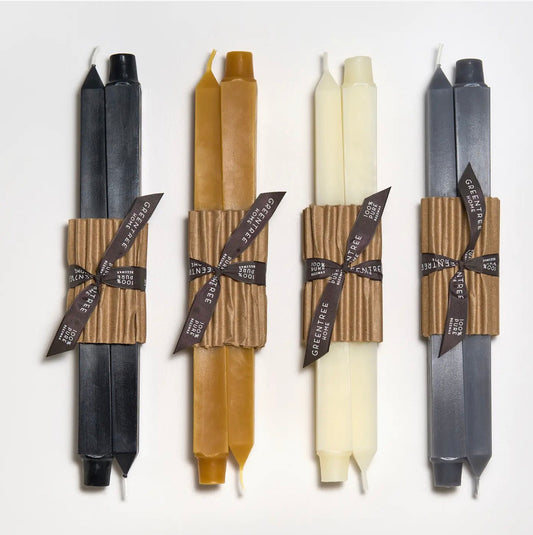 12" Beeswax Square Taper Candles, Set of 2