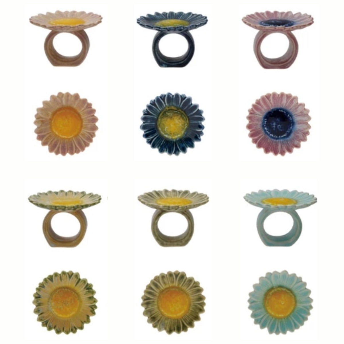 Stoneware Flower Napkin Rings, single ring