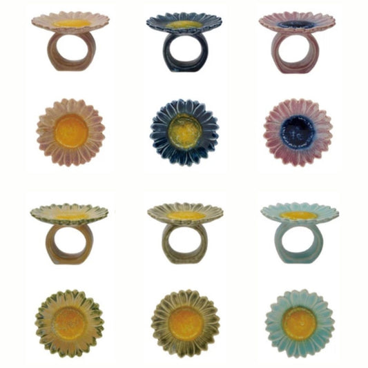 Stoneware Flower Napkin Rings, single ring
