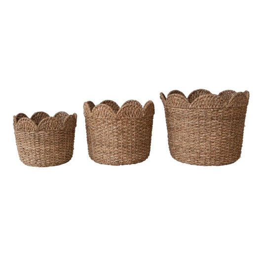 Tapered Braided Rattan Basket, set of three sizes